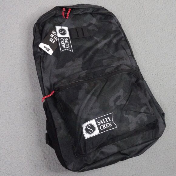 Salty Crew Brig Backpack Black Camo NWT Fishing School Book Beach Laptop Bag 20L - Picture 2 of 11